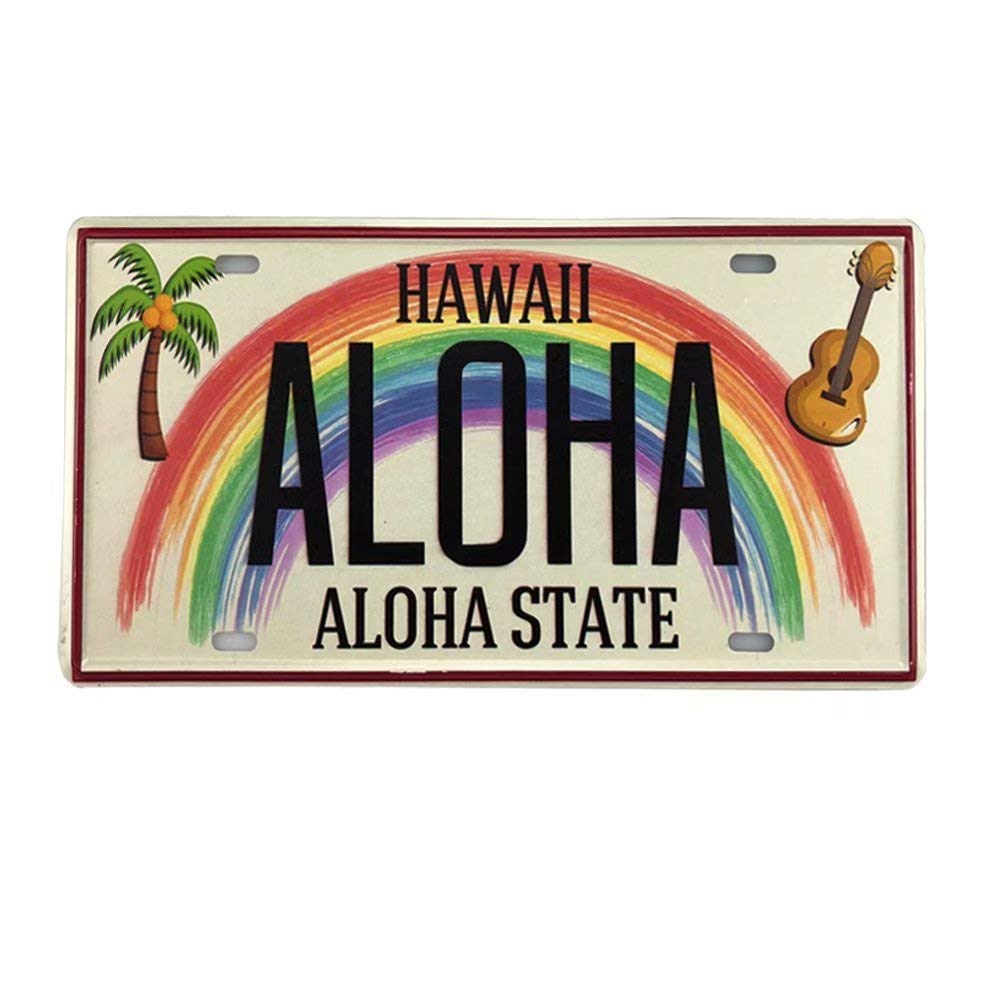 New Retro Vintage License Plate Hawaiian Aloha State Tin Sign for